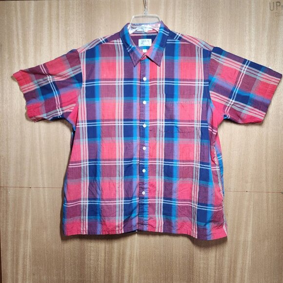 Arrow Sport Size XL Extra Large Short Sleeve Red Paid Shirt Button up Down - Picture 1 of 5